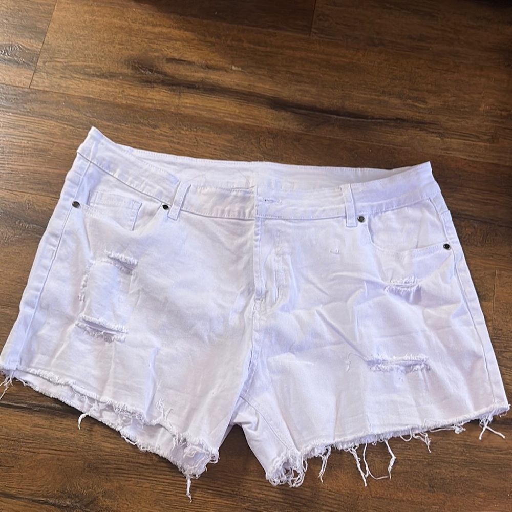 White Distressed Jean Shorts Cut-Off Style